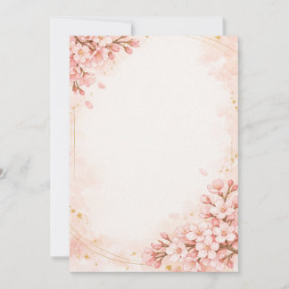 Japanese Sakura & Gold Wedding Invitation