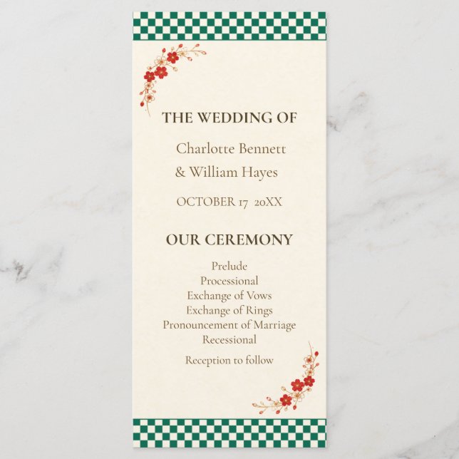Japanese Sakura Ichimatsu Wedding Program Programme (Front)
