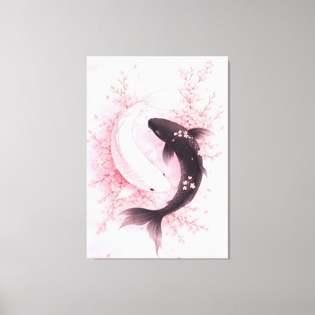 Japanese Sakura Koi Canvas Print (Front)