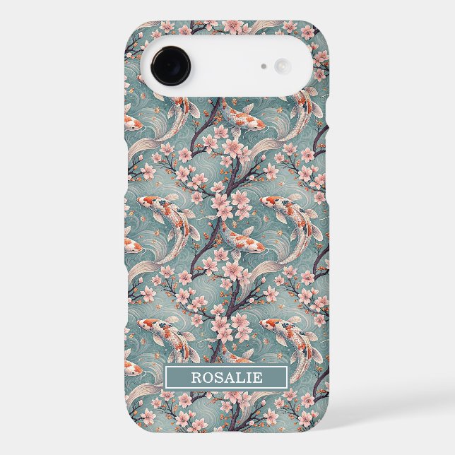 Japanese Sakura Koi Fish Print Monogrammed (Back)