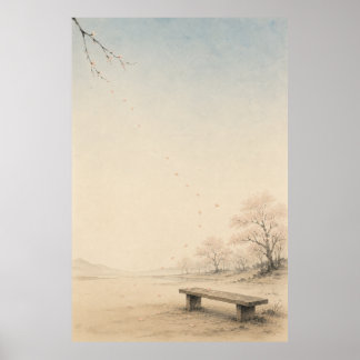 Japanese Sakura Path Japandi Wall Art Poster