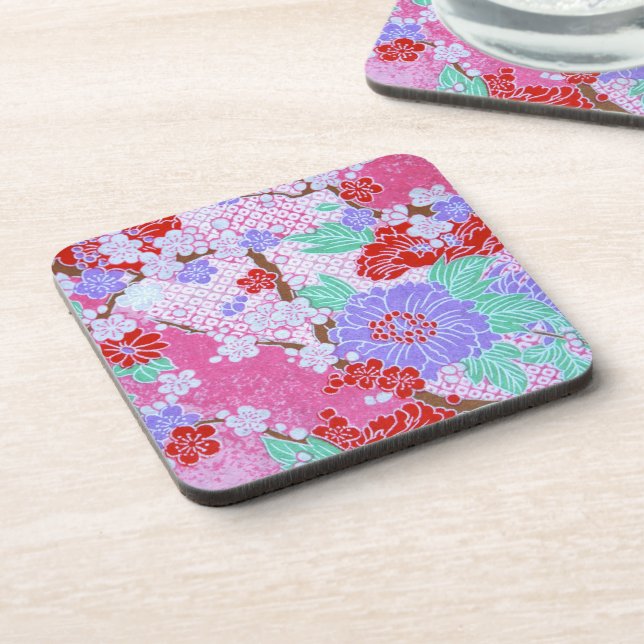 Japanese Sakura Pattern Cork Coaster (Left Side)