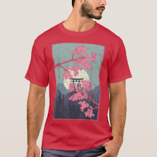 Japanese Sakura Pink Flower Sunset Floral Cherry B T-Shirt