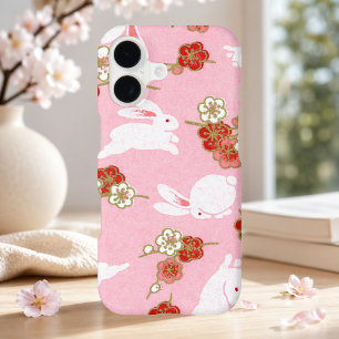 Japanese Sakura & Rabbits Pink iPhone 17 Case
