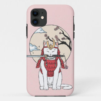 Japanese Sakura Samurai Cat Poster Case-Mate iPhone Case