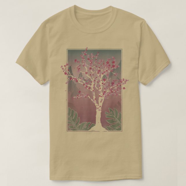 Japanese Sakura Tree Japan Pink Flower Floral Cher T-Shirt (Design Front)