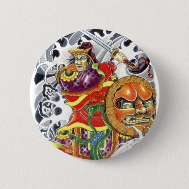 Japanese Samurai 6 Cm Round Badge (Front)