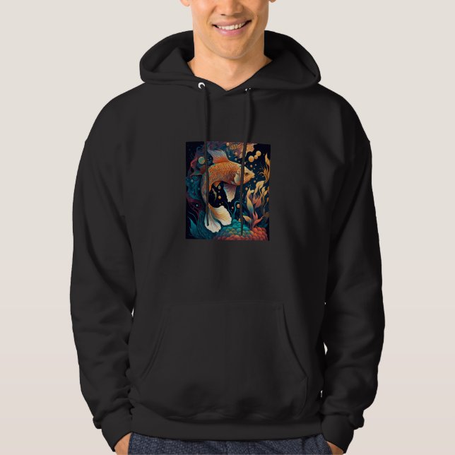 Japanese Samurai Aesthetic Koi Fish  2 Hoodie (Front)