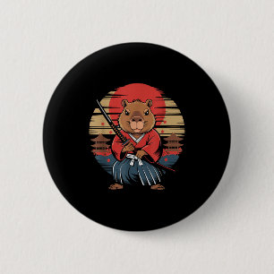 Japanese Samurai Capybara  6 Cm Round Badge