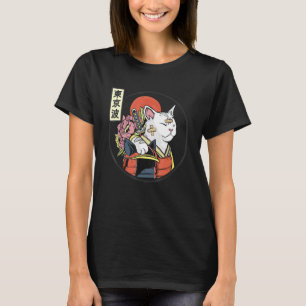 Japanese Samurai Cat Japan Aesthetic Sun Flag Japa T-Shirt