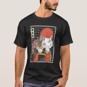 Japanese Samurai Cat Japan Aesthetic Sun Flag Japa T-Shirt