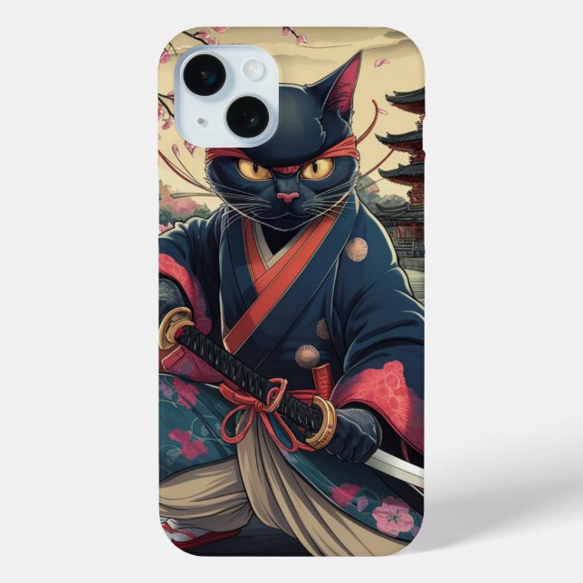 Japanese Samurai Cat Kimono Katana  Case-Mate iPhone Case (Back)