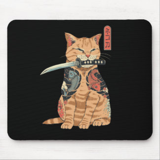 Japanese Samurai Cat Mouse bad Pad