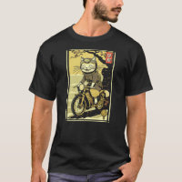 Japanese Samurai Cat on Motorcycle Kawaii Ninja Ca