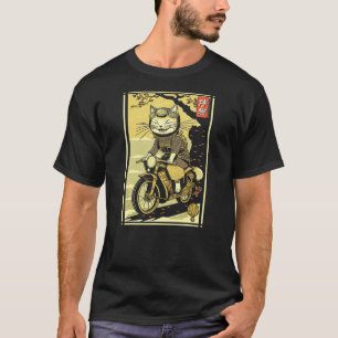 Japanese Samurai Cat on Motorcycle Kawaii Ninja Ca T-Shirt