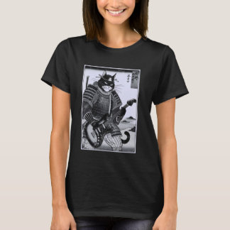 Japanese Samurai Cat Playing Electric Guitar Ukiyo T-Shirt