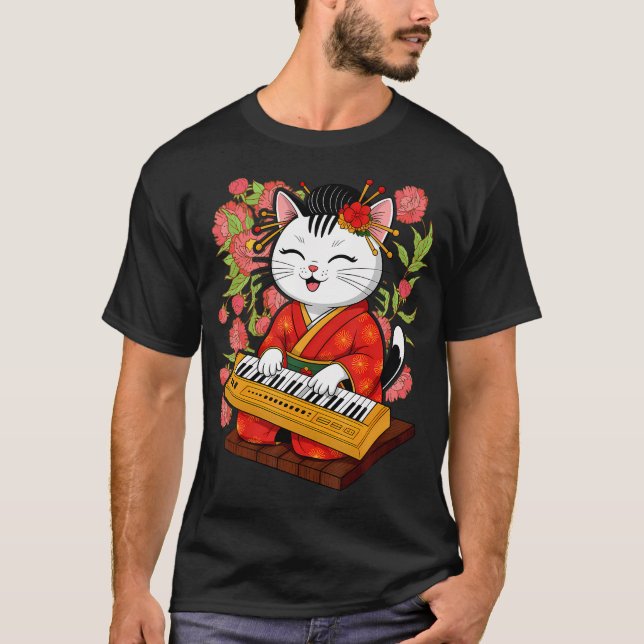 Japanese Samurai Cat Playing The T-Shirt (Front)