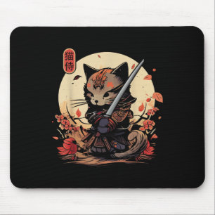 Japanese Samurai Cat Tattoo, Kawaii Ninja Cat _2 Mouse Pad