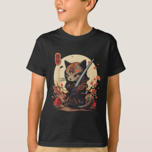 Japanese Samurai Cat Tattoo, Kawaii Ninja Cat _2 T-Shirt