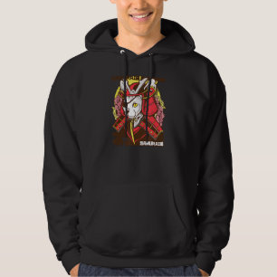 Japanese Samurai Cat Warrior Eye Patch In Traditio Hoodie