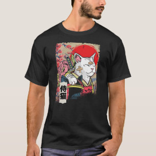 Japanese Samurai Cat Warrior Japan Ninja Kitten T-Shirt