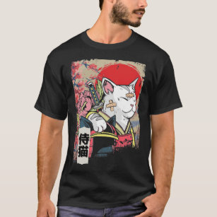 Japanese Samurai Cat Warrior Japan Ninja Kitten T-Shirt