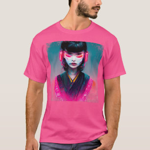 Japanese Samurai Cyberpunk Mage Bushido Girl Anime T-Shirt