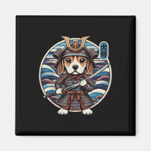 Japanese Samurai Dog Tattoo, Beagle Kawaii Ninja  Magnet