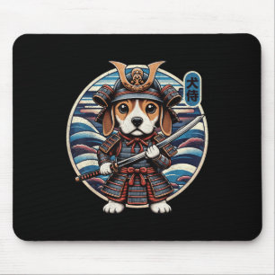 Japanese Samurai Dog Tattoo, Beagle Kawaii Ninja  Mouse Pad
