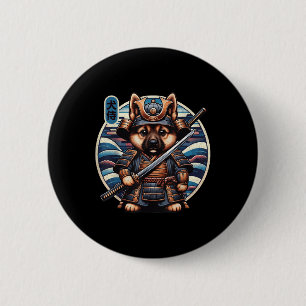 Japanese Samurai Dog Tattoo, German Shepherd Kawai 6 Cm Round Badge
