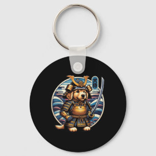 Japanese Samurai Dog Tattoo, Golden Retriever Kawa Key Ring