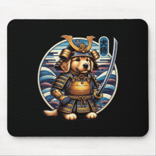 Japanese Samurai Dog Tattoo, Golden Retriever Kawa Mouse Pad