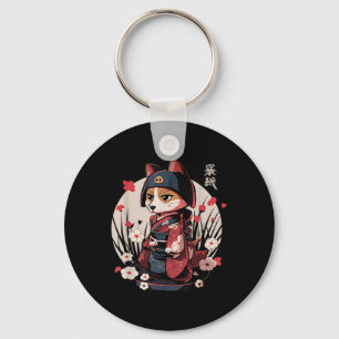 Japanese Samurai Dog Tattoo Kawaii Ninja Dog Key Ring