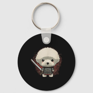 Japanese Samurai Dog Tattoo, Vintage Kawaii Ninja Key Ring