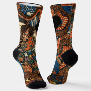 JAPANESE SAMURAI FIGHTING MONSTER SOCKS