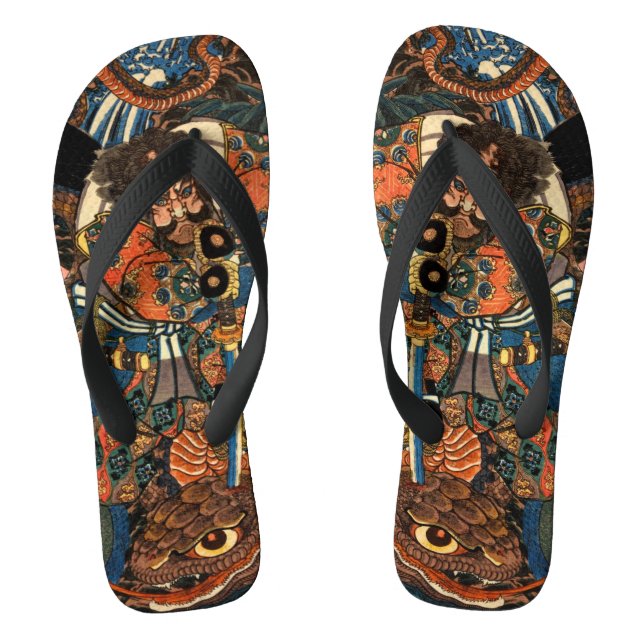 Japanese Samurai fighting python Jandals (Footbed)