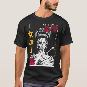 Japanese Samurai Floral Warrior Geisha Woman Toky T-Shirt