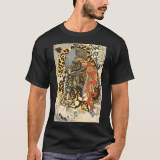 Japanese Samurai General Fighting Tiger Artwork T-Shirt