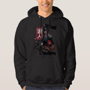 Japanese Samurai Girl And Vintage Sakura Cherry Bl Hoodie