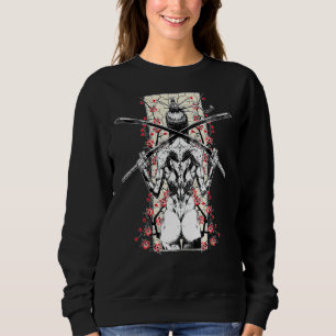Japanese Samurai Girl And Vintage Sakura Cherry Bl Sweatshirt