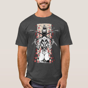 Japanese Samurai Girl And Vintage Sakura Cherry Bl T-Shirt