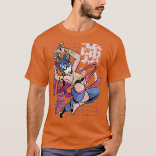 Japanese Samurai Girl and Vintage Sakura T-Shirt