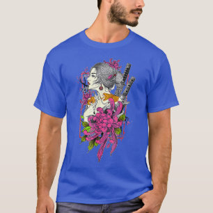 Japanese Samurai Girl Vintage Sakura 5738 T-Shirt