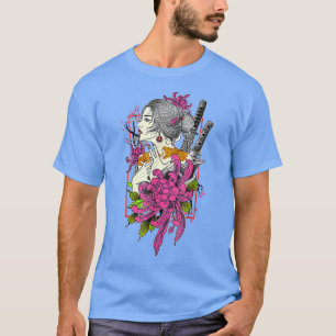 Japanese Samurai Girl Vintage Sakura T-Shirt