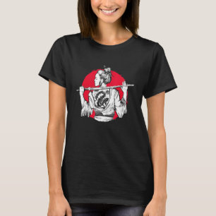 Japanese Samurai Girl with back Dragon Tattoo Art T-Shirt