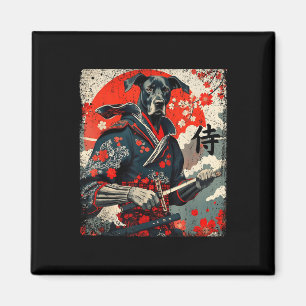 Japanese Samurai Great Dane Tattoo Kawaii Ukiyo-e Magnet