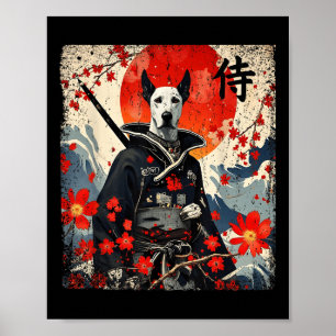 Japanese Samurai Great Dane Tattoo Kawaii Ukiyo-e  Poster