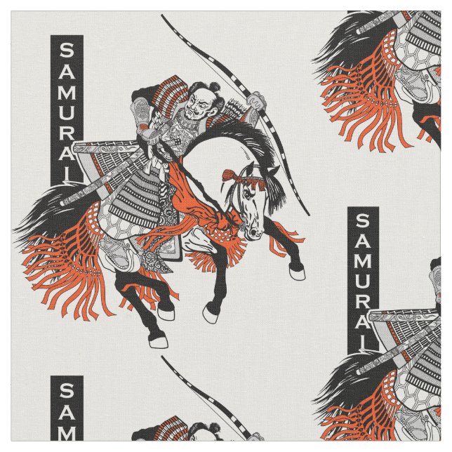 Japanese samurai horseman fabric (Close Up)