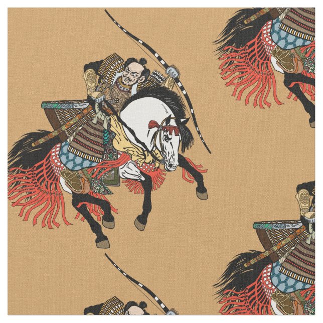 Japanese samurai horseman fabric (Close Up)
