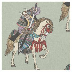 Japanese samurai horseman  fabric